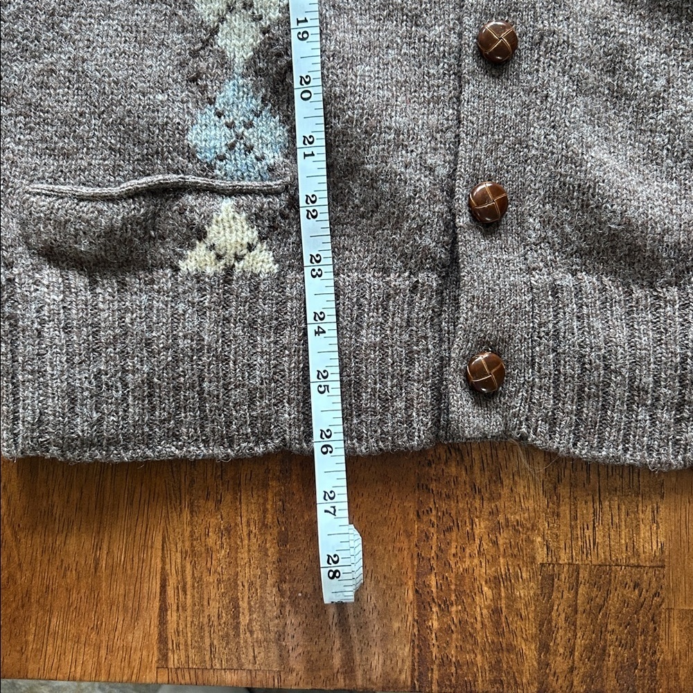 Braemar Argyle Vest Scottish shetland Wool Brown Pastel Diamond Pattern size L - Picture 6 of 9